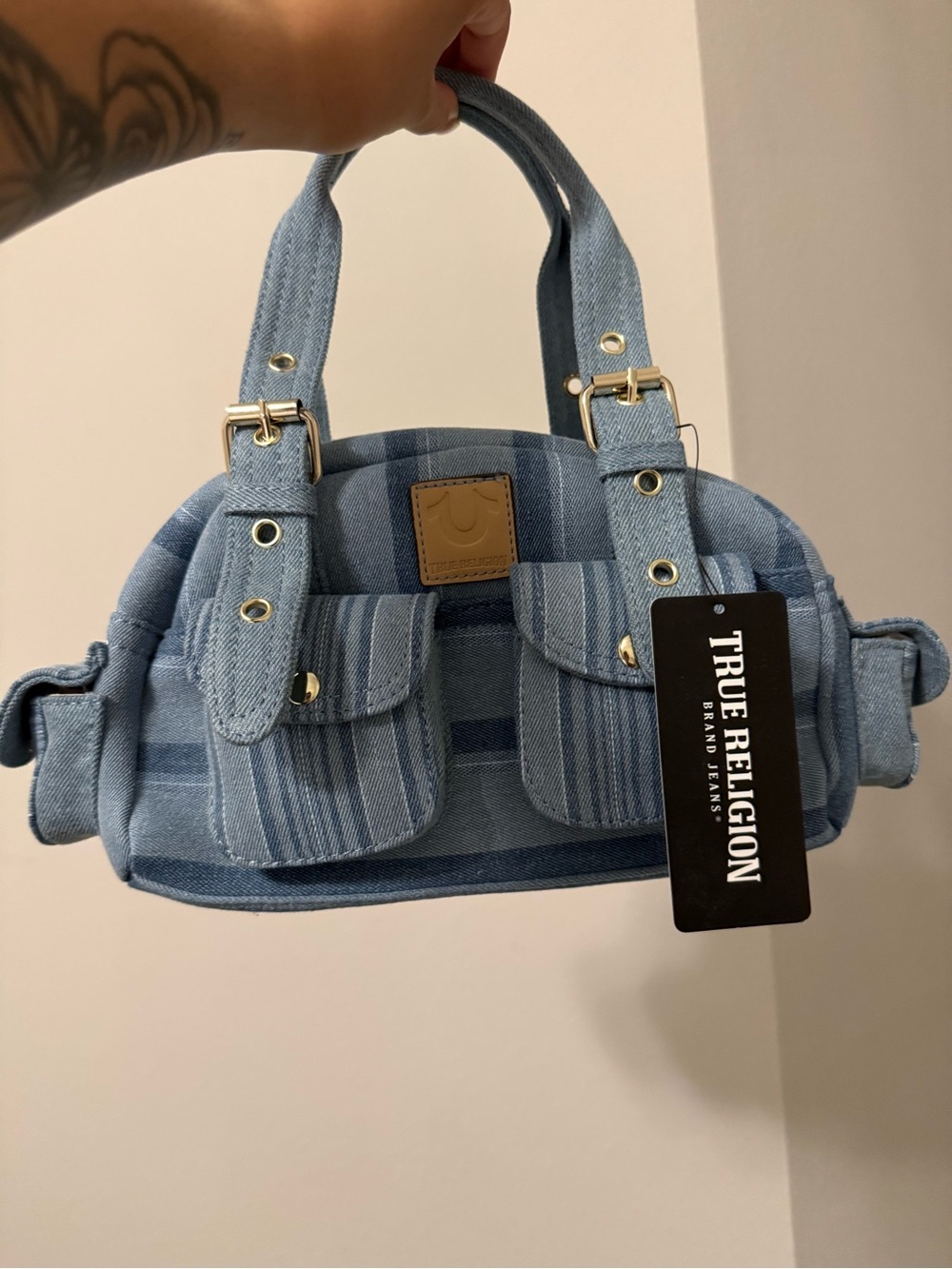 True Religion Light Blue Denim Mini Handbag